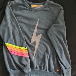 Aviator Nation Charcoal Gray Lightning Bolt Sweatshirt